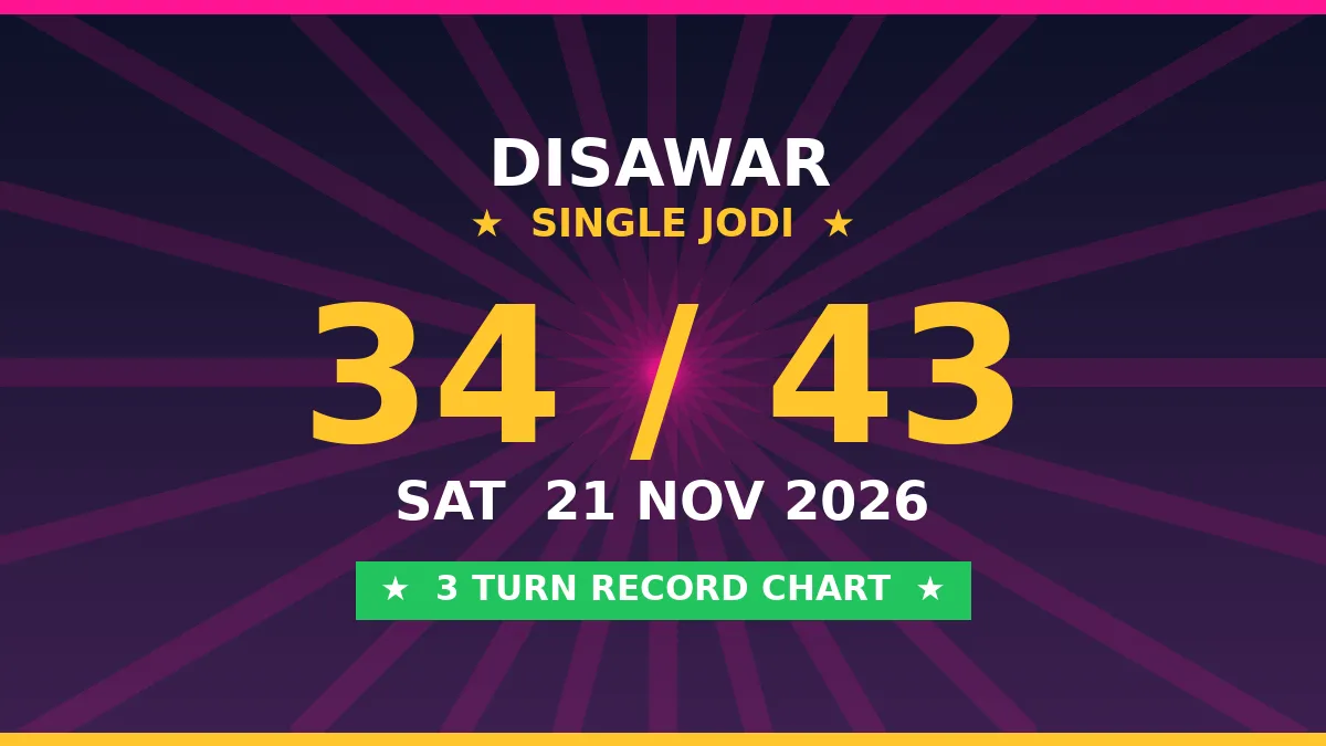 Fix DISAWAR Single Jodi 34 — 3 Turn Record Analysis by Rohit