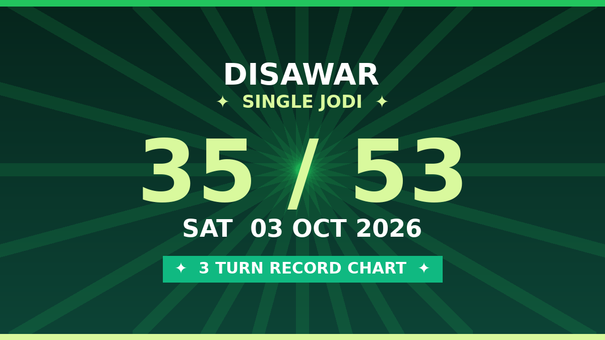 DISAWAR Single Jodi 35 Chance — 3 Turn Record Chart Scheme by Prof S.K. Jain