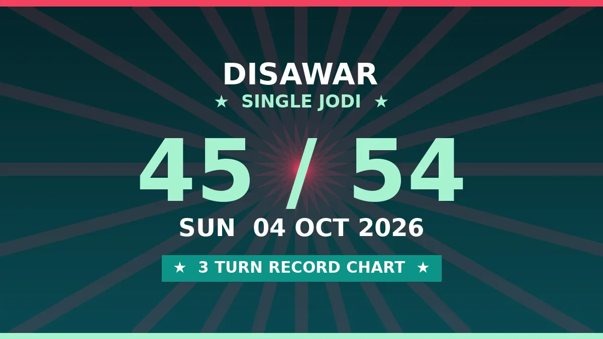 DISAWAR Single Jodi 45 Chance — 3 Turn Record Chart Scheme by Kesar Dadus