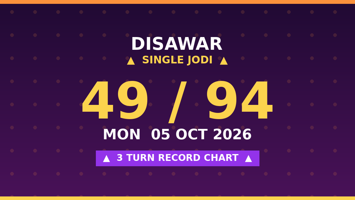 DISAWAR Matka 49 Jodi Chance — 3 Turn Chart Scheme by Prof S.K. Jain