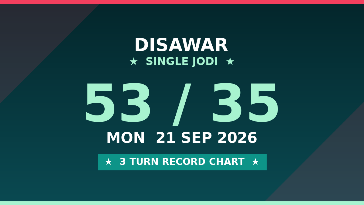 DISAWAR Single Jodi 53 Chance — 3 Turn Record Chart Scheme by Kesar Dadus