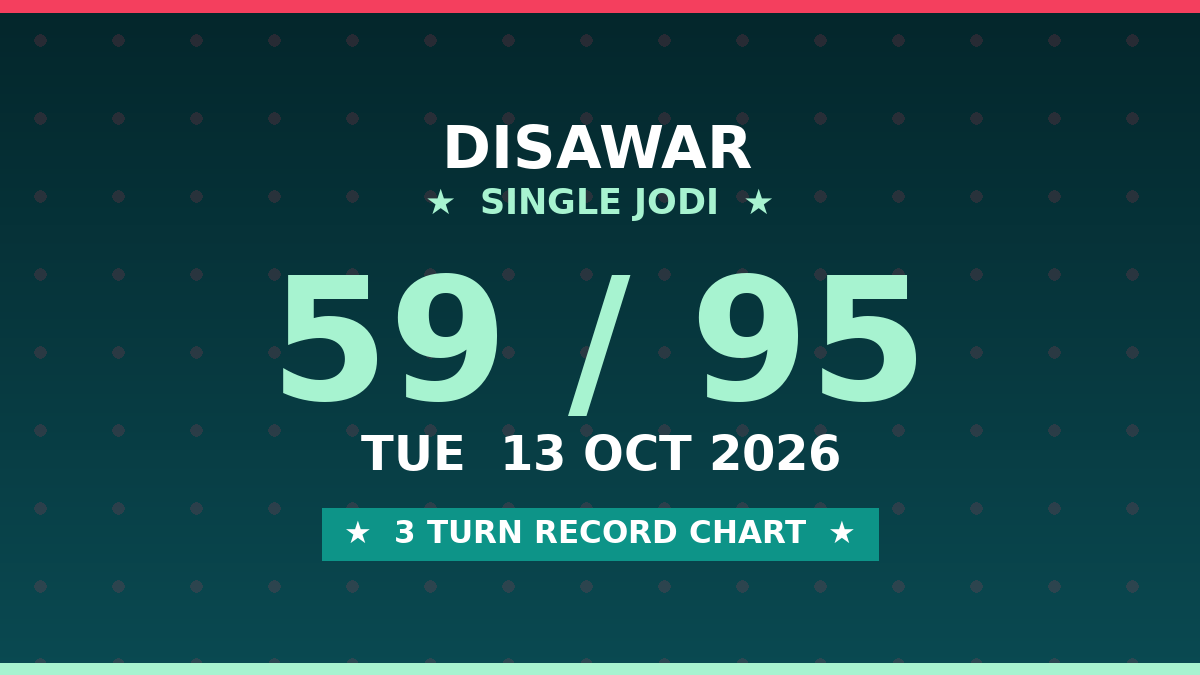 DISAWAR 59 Jodi Trick — 3 Turn Matka Chart Scheme by Kesar Dadus