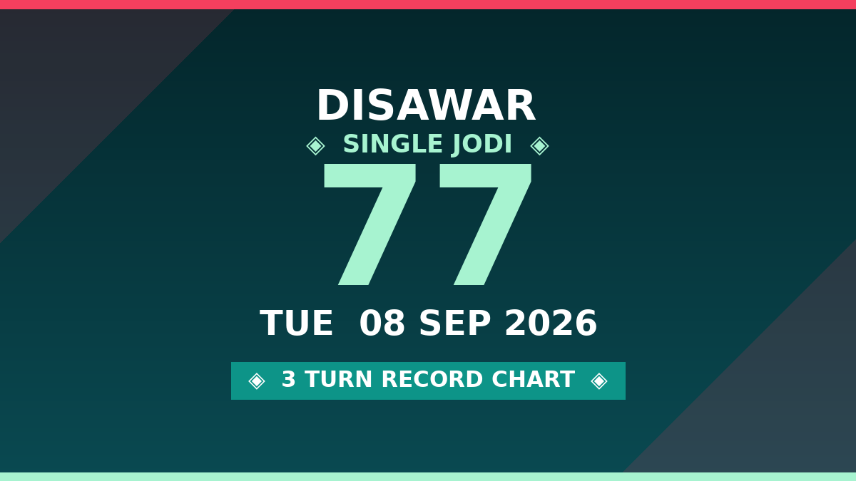DISAWAR Single Jodi 77 Chance — 3 Turn Record Chart Scheme by Prof S.K. Jain
