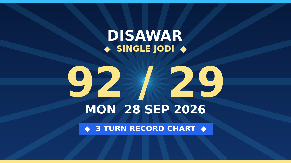 DISAWAR Today: Single Jodi 92 — 3 Turn Sure Scheme by Prof S.K. Jain