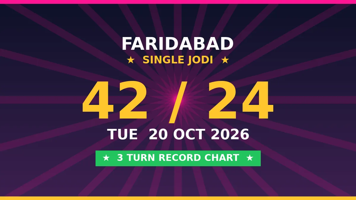 FARIDABAD Single Jodi 42 Chance — 3 Turn Record Chart Scheme by Kesar Dadus