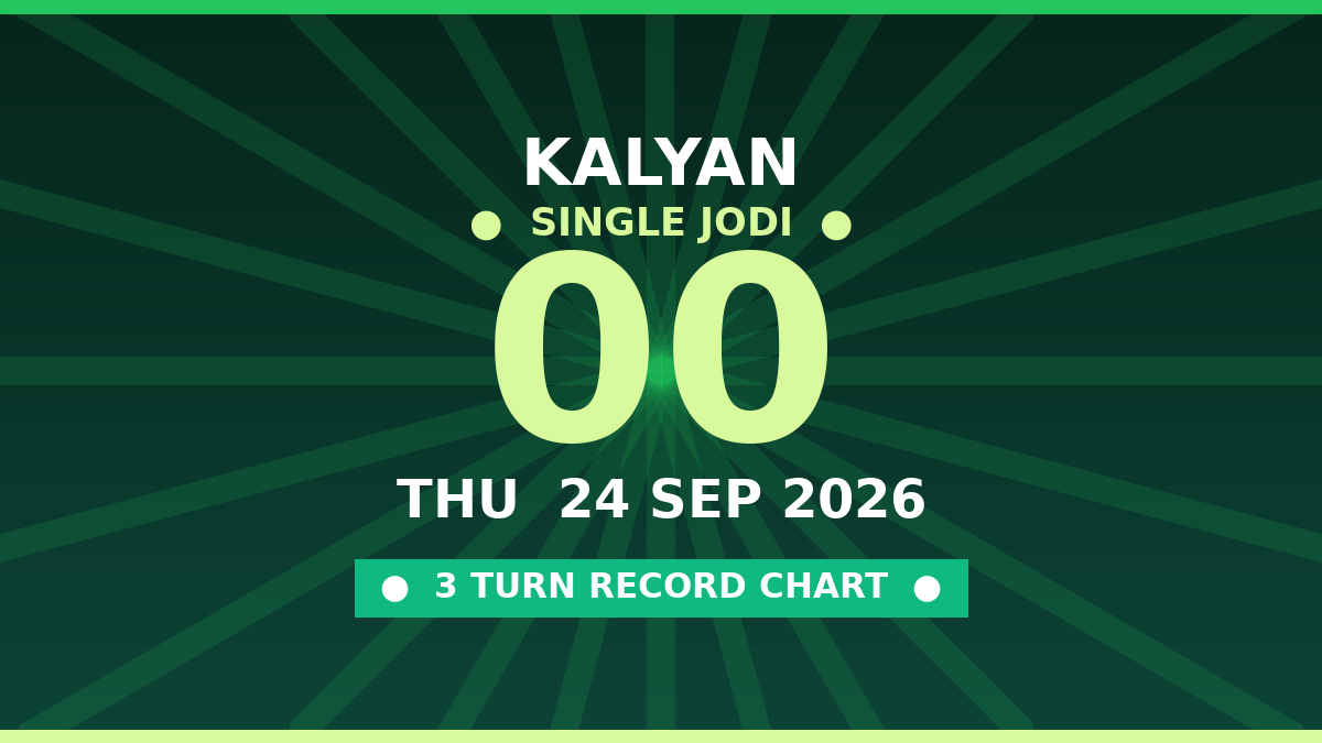 KALYAN Free Scheme: 00 Single Jodi — 3 Turn Record by Prof S.K. Jain