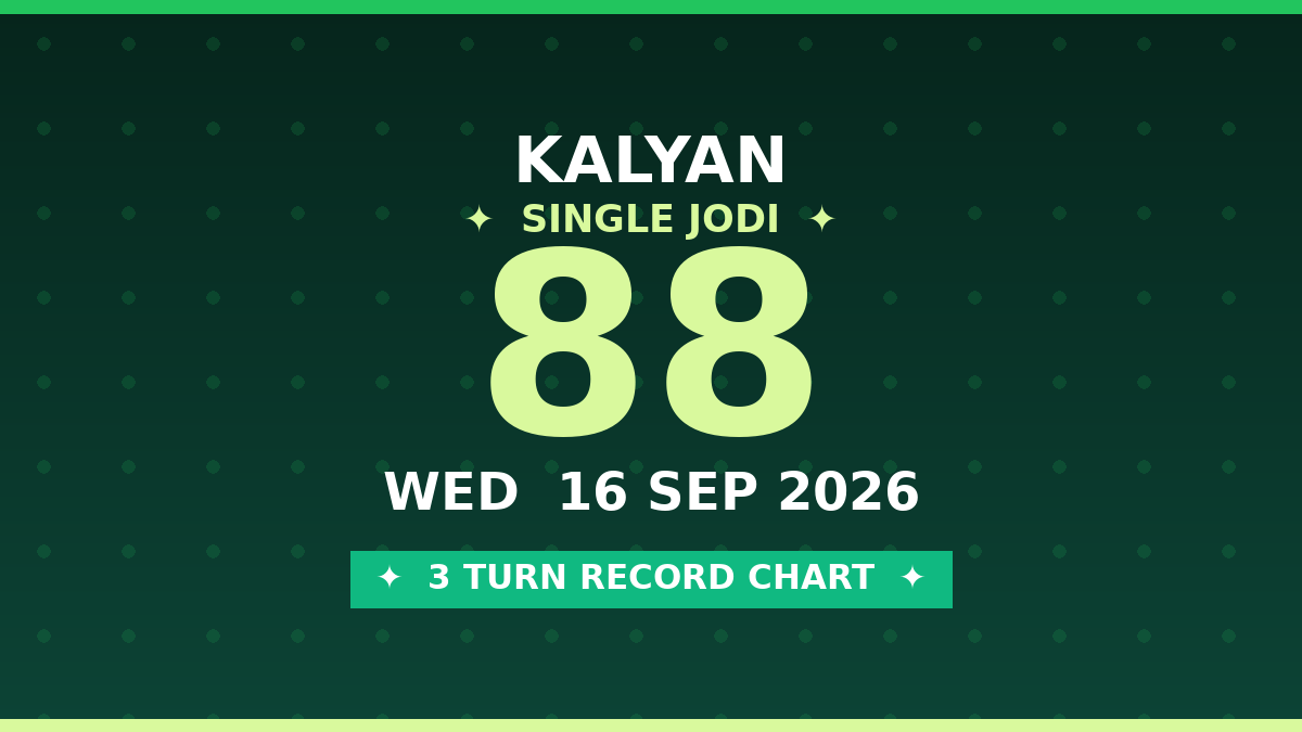KALYAN 88 Jodi Trick — 3 Turn Matka Chart Scheme by Kesar Dadus