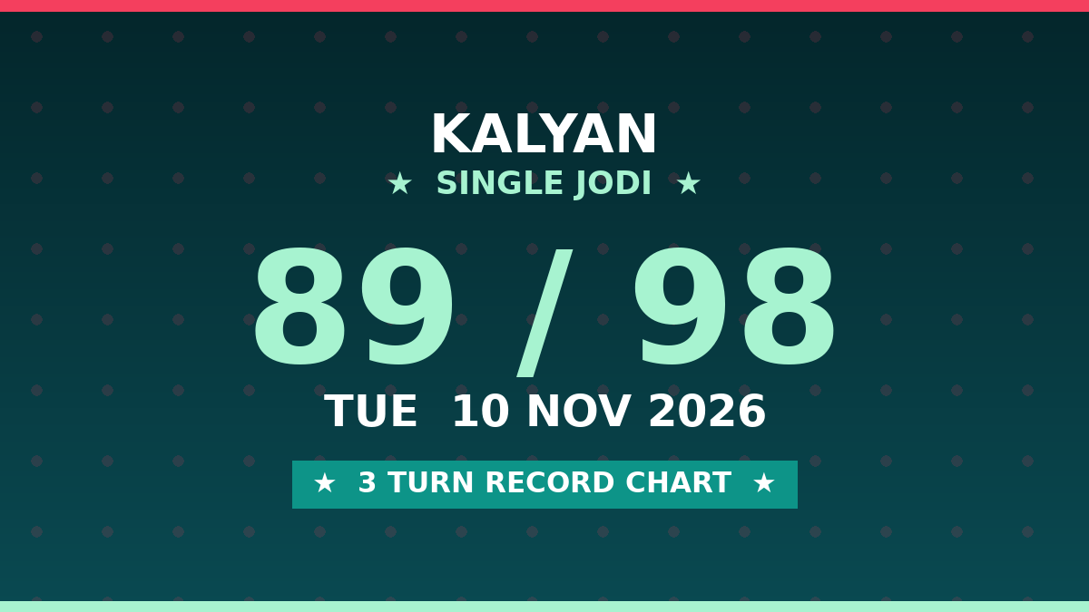 KALYAN Matka 89 Jodi Chance — 3 Turn Chart Scheme by Rohit