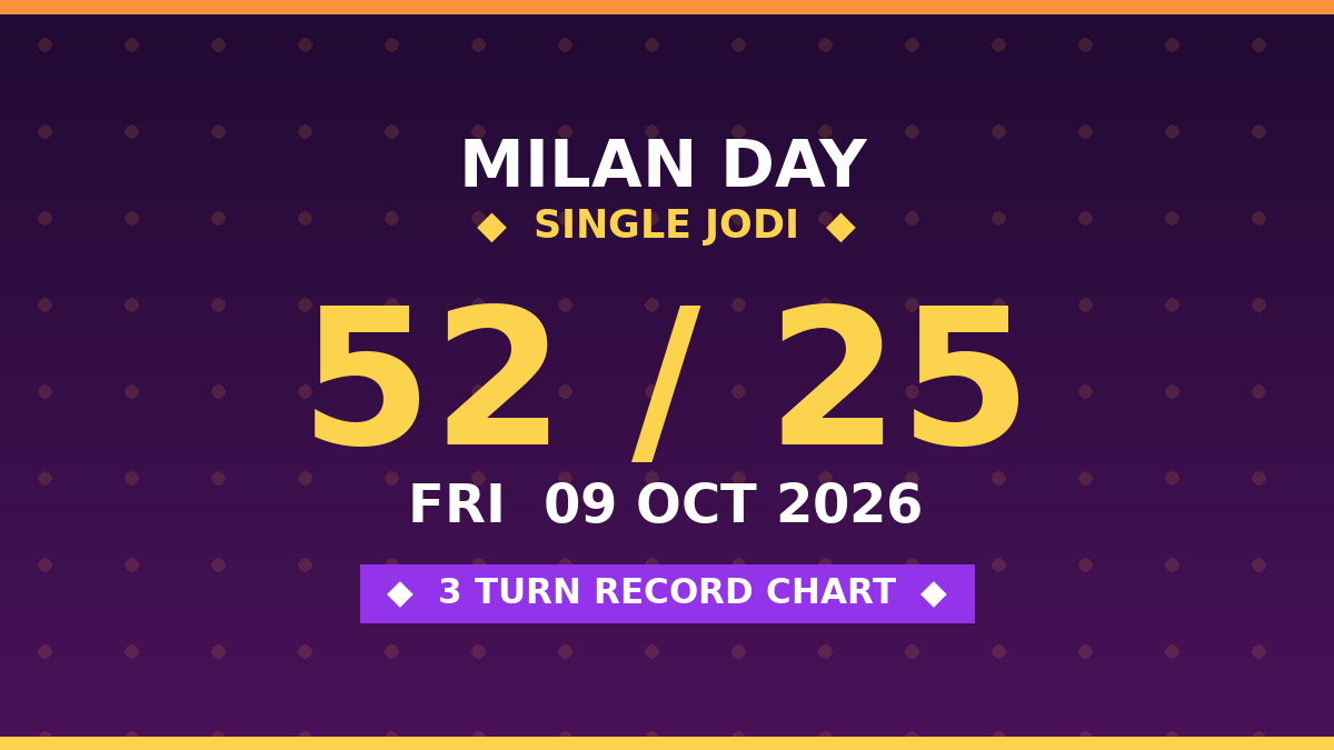 MILAN DAY 52 Jodi Trick — 3 Turn Matka Chart Scheme by Rohit