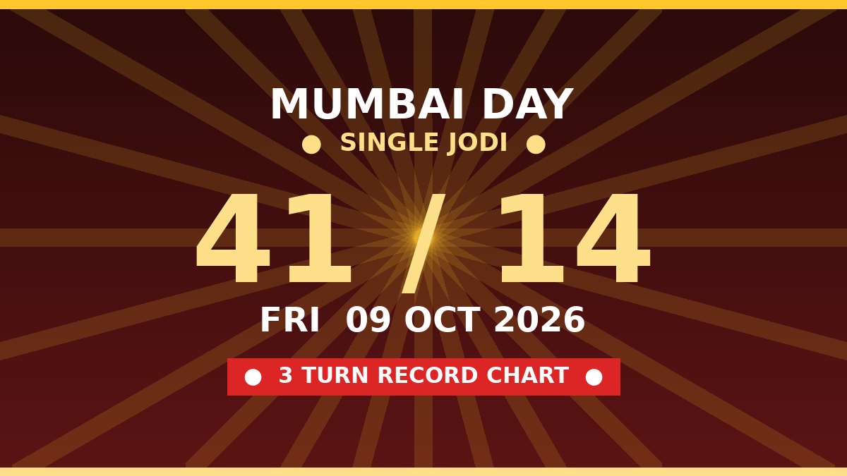 MUMBAI DAY Matka 41 Jodi Chance — 3 Turn Chart Scheme by Rohit