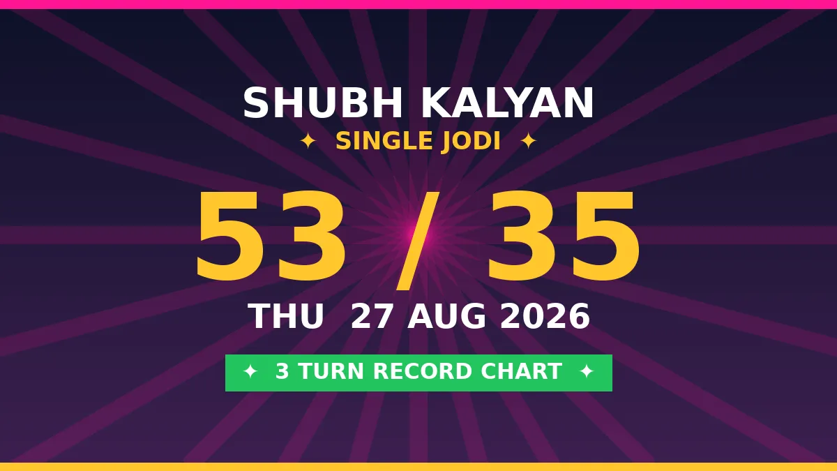 SHUBH KALYAN Single Jodi 53 Chance — 3 Turn Record Chart Scheme by Kesar Dadus