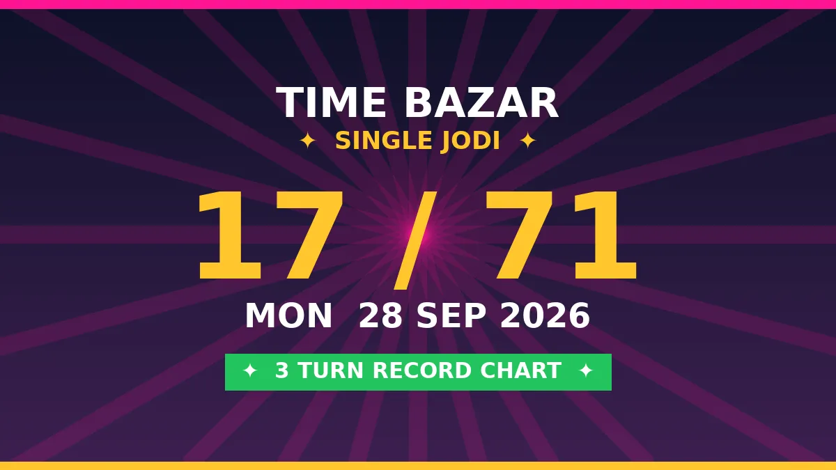 TIME BAZAR Single Jodi 17 Chance — 3 Turn Record Chart Scheme by Prof S.K. Jain