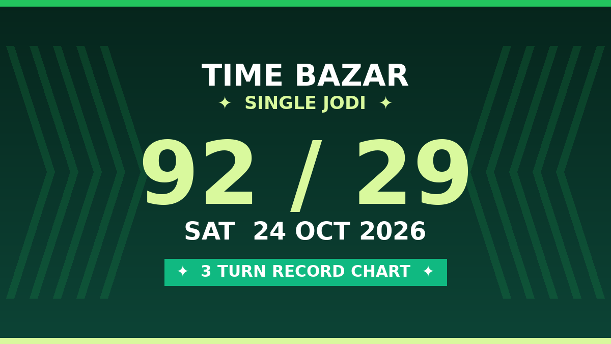 TIME BAZAR Matka 92 Jodi Chance — 3 Turn Chart Scheme by Kesar Dadus